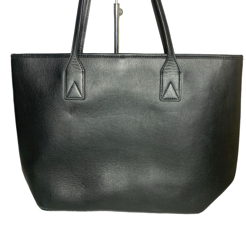 Aritzia Auxiliary Black Leather Tote Bag Purse Carry All + Coin Purse EUC - Picture 2 of 16